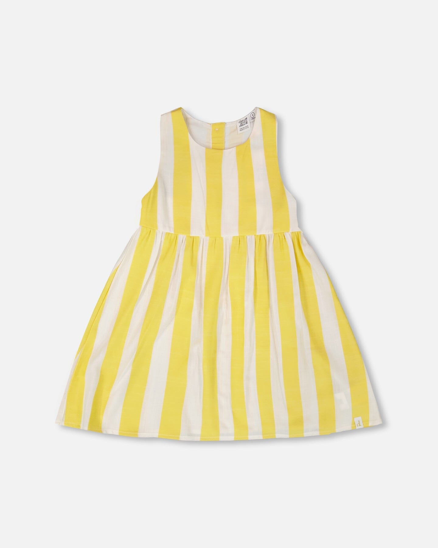 Sleeveless Dress White And Yellow Stripes