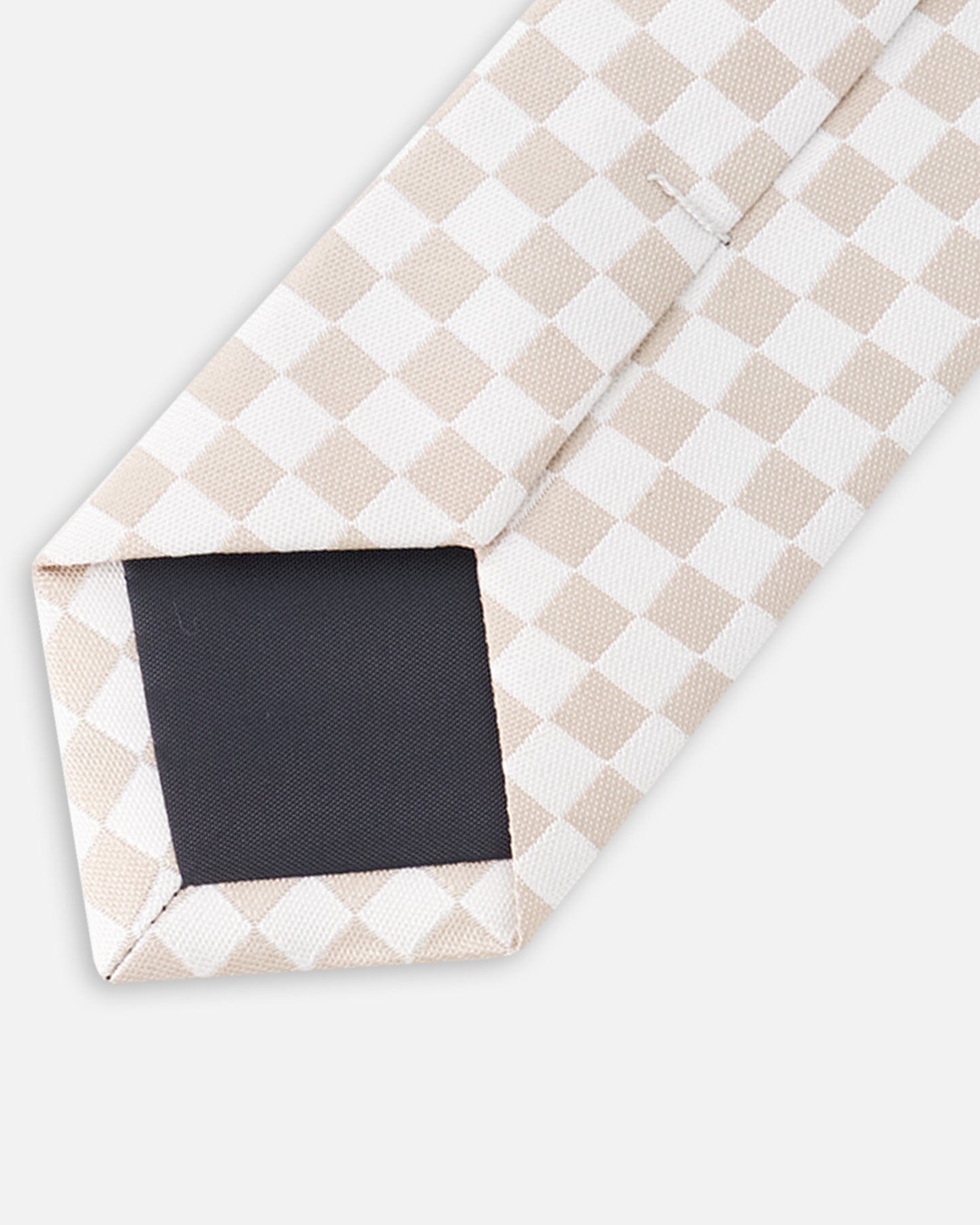 Neck Tie White And Sand Check